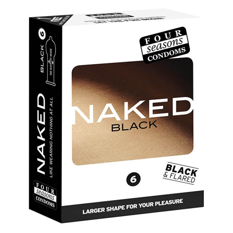 Four Seasons Naked Black Condoms 6 Pack